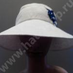 Шляпка "Алисия" из льна 100%, цвет бело-синий